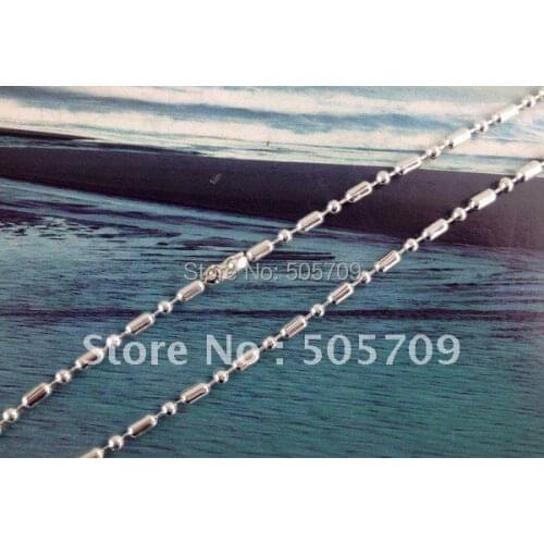 10PCS Silver Color plate Oval/ball beaded chain necklaces 24" #20788