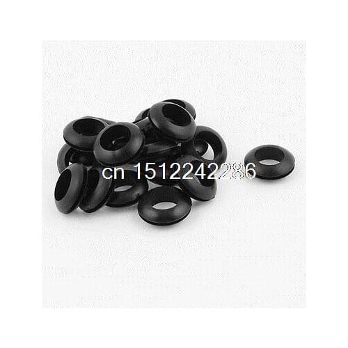 20 x Black Rubber 16mm Open Hole Ring Dual Side Cable Wiring Grommet