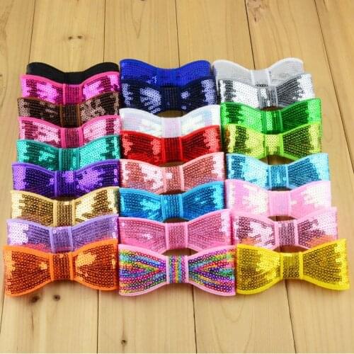 32 pcs/lot , 3.94" Large Sequin Bow Appliques