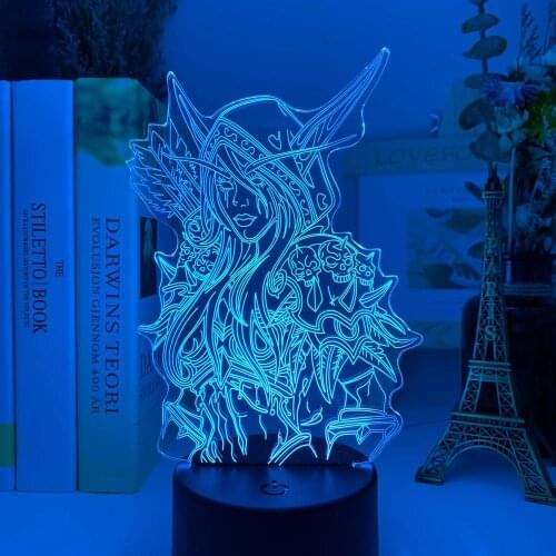 3D World of Sylvanas Windrunner 3D LED USB Night Light for Kids room The Dark Lady Nightlight The Banshee Queen Table Lamp WOW