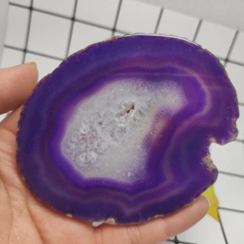 6-8cm Natural violet Agate Slice Gems Crafts Pad Coaster Cup Mug Glass Hot Beverage Holder Pad Quartz Onyx Stone