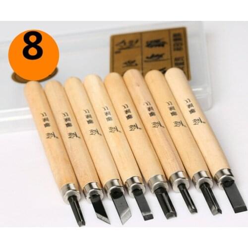 8pcs/lot Wood Handle Carving Knife Woodworking Craft Sculpture Engraving Knife Multi Functional Hand Tools