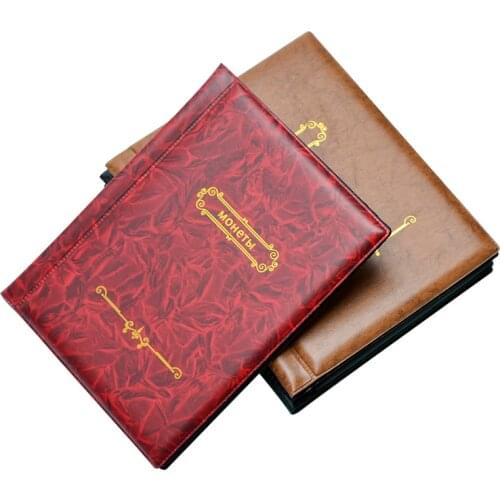 250 Pockets Coin Collection Album Book PU Leather Stamp Album For Collector Coin Holder Albums Mini Penny Coin Storage Bag