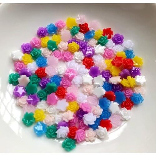 100pcs 6mm Resin Flower Rose Flatback Cabochon Beads For Nail Art Craft Decoration Jewelry Making Hairpins decorate the flowers