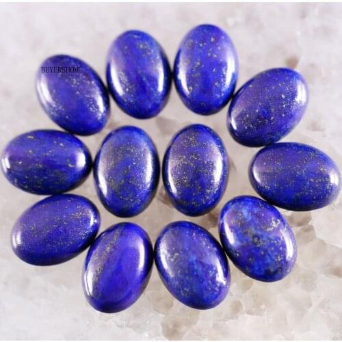 BUYERSHOME 5Pcs 15x20MM Natural Stone Blue Lapis No Drilled Hole Oval Cabochon CAB Bead For DIY Jewelry Making Ring K1525