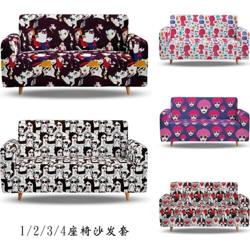 3D Abstract Portrait Pattern Covers For Sofa Individualistic Cover 1/2/3/4 Seater Sofa Dark Color Couch Covers For Living Room