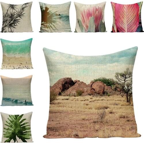Floral Printing Leaves Cushion Covers Pillowcase Cotton Linen Art Sofa Decorative Cushions Pillow For Chair Cushion Home Decor