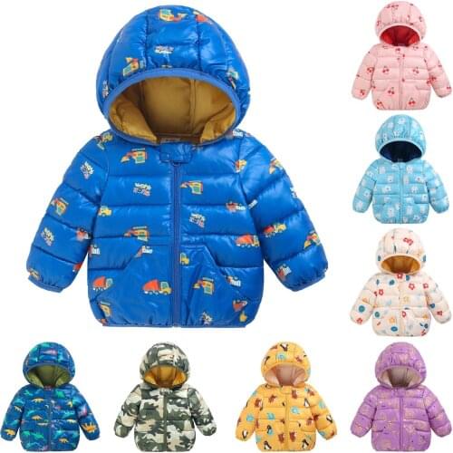 Baby Boys Hooded Down Jackets For Kids Coats Autumn Winter Boy Cartoon Warm Jacket Coat Toddler Girls Outerwear Infant Clothing