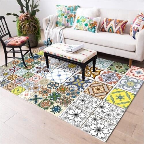 European Geometric Ethnic Wind Decal Rug Carpets For Living Room Bedroom Rugs Coffee Table Area Rug Play Delicate Mat Non-slip