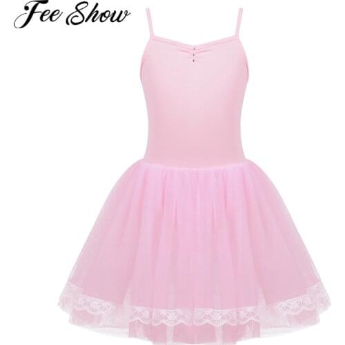 FEESHOW Kids Girls Dancing Dress Up Bowknot Rhinestone Shiny Ballet Dance Gymnastics Leotard Mesh Tutu Skirt Ballerina Costume