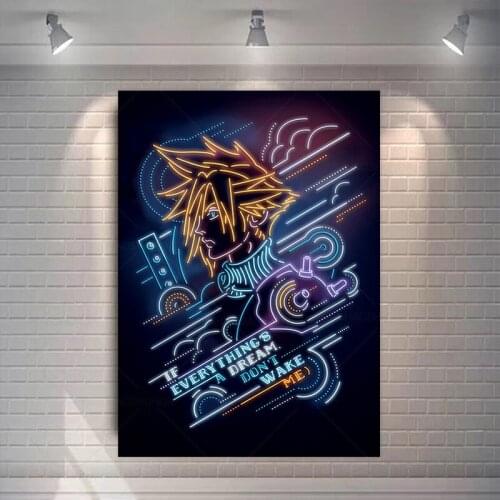 Final Fantasy 7 Game Poster Tifa Cloud and Aeris Canvas Painting Home Decoration Cartoon Movie Poster Wall Art Pictures