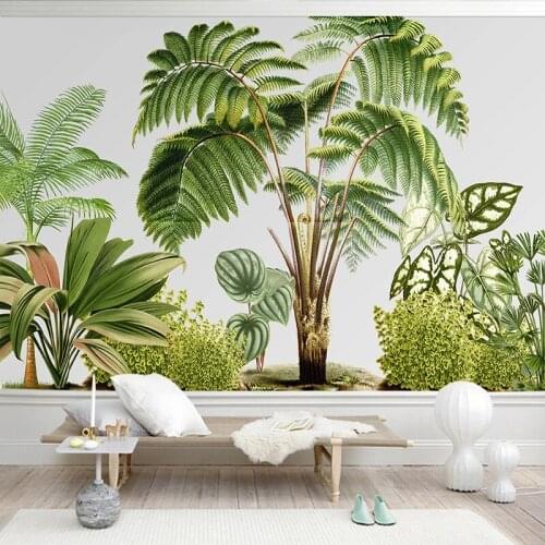 Custom Photo Wallpaper 3D Green Tropical Plant Leaves Mural Living Room Dining Room Background Wall Painting Papel De Parede 3 D