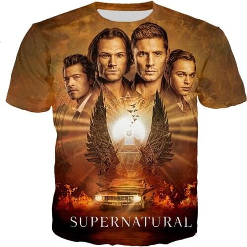 TV Supernatural Men Women 3D Printed T-Shirt Boy Girl Harajuku Style Tshirt Teens Casual Clothes Tops Cool Fans Party Gift Tees