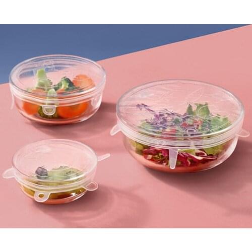 6pcs/Set Kitchen Leak-Proof Sealing Silicone Fresh-Keeping Cover Household Refrigerator Microwave Oven Splash Cover