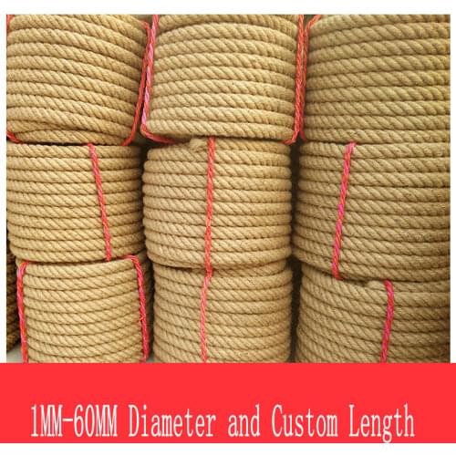 HQ HR2 Braided Nature Manila Jute Sisal Hemp Rope Cord Cable 1-60MM Diameter for Ceiling Decor Fence Clothline Tug Hand Knited
