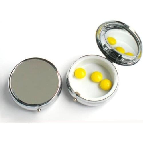 50PCS Round Metal Pill Organizer Box of Medicine DIY Silver Color Boxes Free Ship