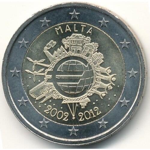 Malta 2012 2 Euro Unc 100% Real Genuine Original Coin,comemorative Collection Coins