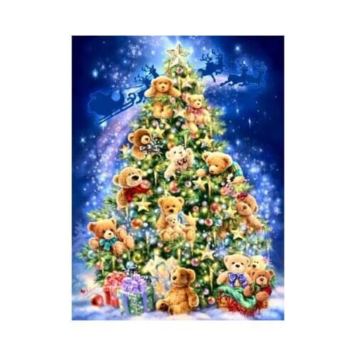 Bear Christmas Tree Mini Version Counted Cross Stitch Kit Cross stitch RS cotton with cross stitch Magazine money