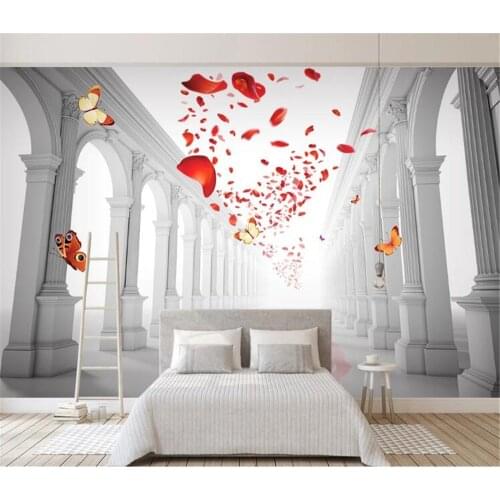 Milofi custom non-woven wall paper European-style romantic wedding hall living room TV background wall painting