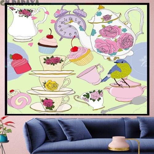Sweet cupcake tea time Tapestry cute dessert kids room fashion macrame Vintage Retro Polyester mandalas Wall Hanging home decor