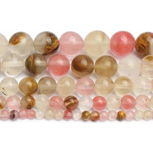 Fashion Volcano Cherry Quartz Loose Bead 4/6/8/10mm for DIY Jewelry Making Bracelet Necklace Gift