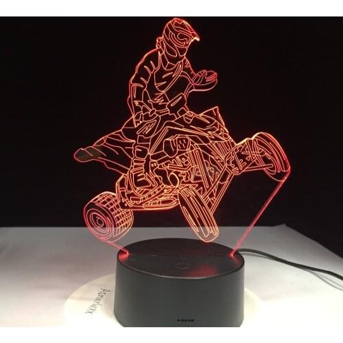 Mountain Four-wheeled Motorcycle 7 Colors Light for Home Decoration Lamp Visualization Optical Light 3D LED Night Light Dynamic