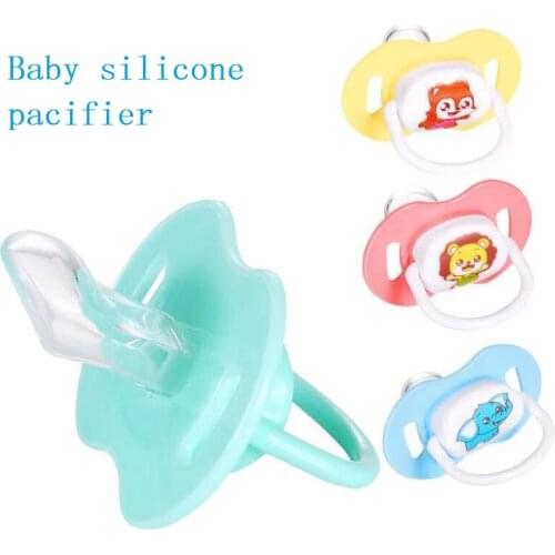 Cartoon Baby Silicone Pacifier Soothing Infants Bite Supplies Newborn Comfort Appease Nipple Flat Teat Pacifiers With Cover