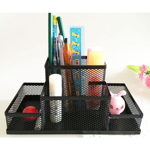 Office Mesh Desk Accessories Organizer Caddy Supplies Storage, 4-compartment to keep the stuff you need at hand