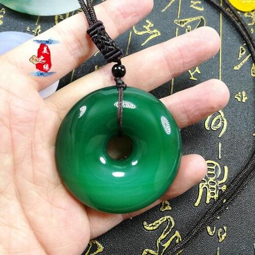 Natural agate green jade pendant necklace jade safety button women men jade necklaces pendants jade jewelry