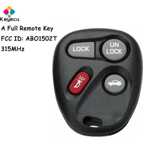 KEYECU Remote Control Car Key With 4 Buttons - FOB for G*M G*MC Chevrolet Buick P*ontiac Olds FCC ID: ABO1502T, 16245100-29
