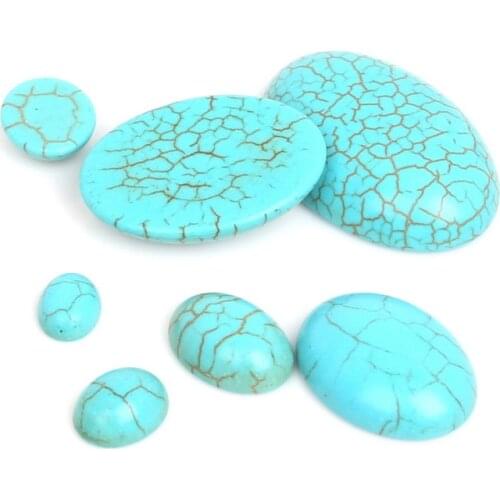 6*8/10*8/10*12/10*14/13*18/15*20/18*25/20*30mm Synthetic Blue Calaite Stone Half Oval Flat Back Cabochons Beads DIY Fittings