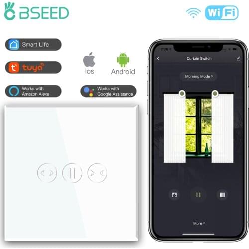 Bseed Wifi Smart Curtains Switch Wireless Wifi Control White Black Golden Colors Support For Tuya Smart Life