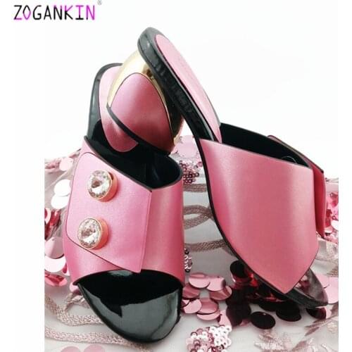 High Quality Italy Women Shoes Decorated with Rhinestone African Women Shoe for Party Italian Women Summer Sexy High Heels