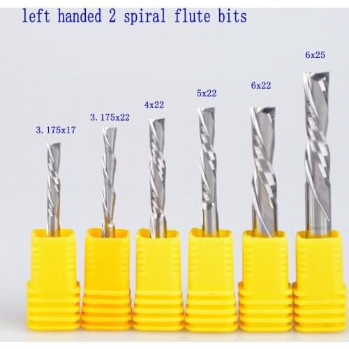 1pcs 3.175mm 4mm 5mm 6mm AAA left handed 2 spiral flute bits, Down Cut carbide endmill, Left-Handed spiral cutter