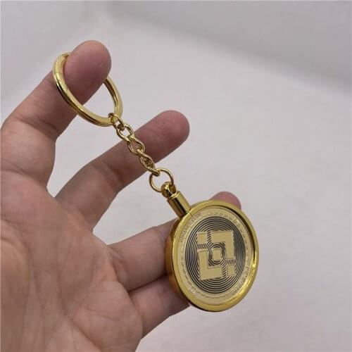 1pc Gold Digital Currency KeyChain keyring for Ether Feathercoin litecoin Namecoin Metal circle best sourvenir and gift