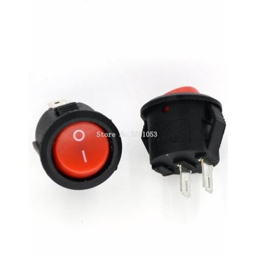 10PCS/LOT 16mm Diameter Small Round Boat Rocker Switches Red Mini Round 2 Pin ON-OFF Rocker Switch KCD1