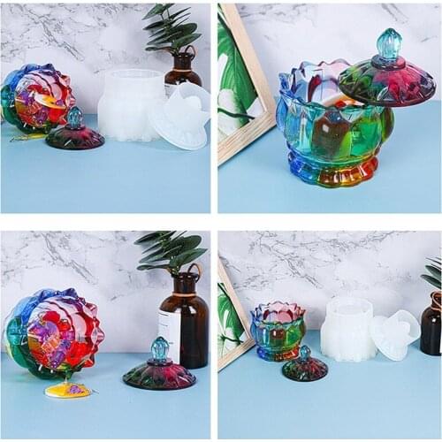 2pcs/Set Jewelry Storage Box Silicone Resin Mold Making Cosmetic Cases Organizers Tool With Lid For DIY Jewelry Crafts Home Deco