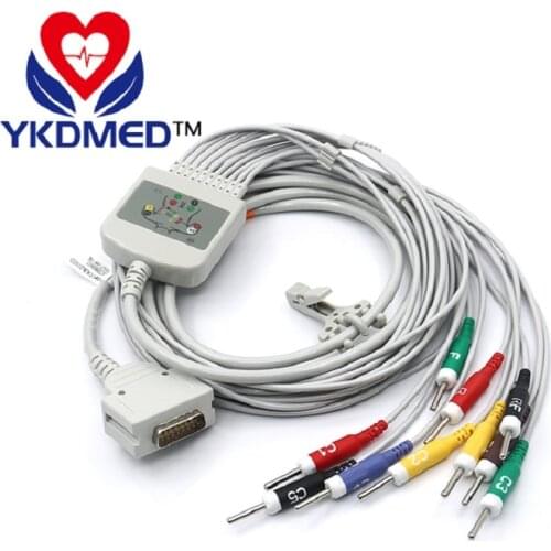 2pcs/pack Burdick EK-10 one piece EKG cable with leadwires.IEC din 3.0 no resistance,medical accessories