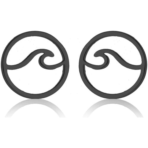 2021 new stainless steel geometric circular hollow sea wave earrings simple wave earrings jewelry female