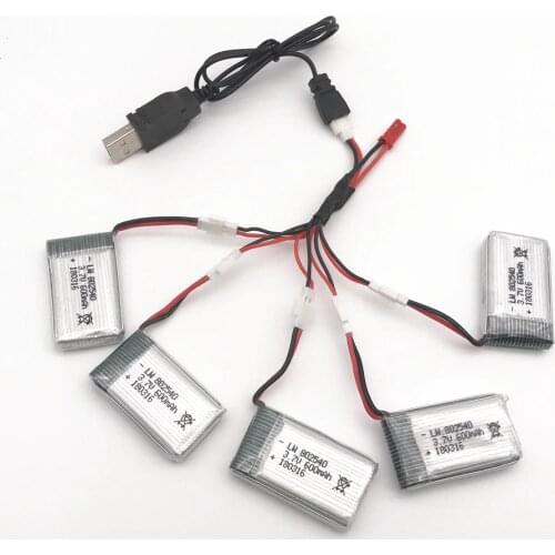 3.7V 600mAh Lipo For X5 X5C X5SC X5SW 2.4G RC quadcopter 3.7 v 600 mah Li-polymer battery with USB Charger cable