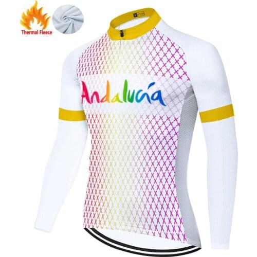 Andalucia Winter Thermal Fleece Larga Maillot Velo Jersey Tenue Cyclisme Homme Ropa Ciclismo Hombre Mallots Ciclismo Hombre