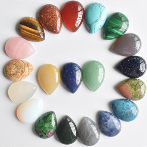 Free shipping 20pcs/lot Wholesale 25x18x6mm assorted natural stone teardrop CAB CABOCHON beads for DIY jewelry accessories