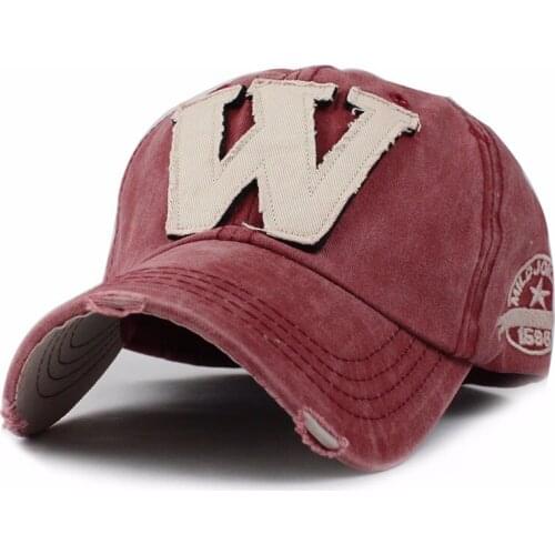 New Cotton Embroidery Letter W Baseball Cap Snapback Caps Bone casquette Hat Distressed Wearing Fitted Hat For Men Custom Hats
