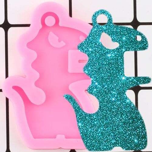 Shiny Dinosaur Silicone Mold Epoxy Resin Jewelry Making Keychain Molds DIY Handmade Charms Mould Polymer Clay Pendant Moulds