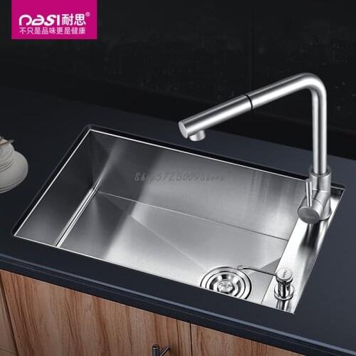 Large Single Sink 304 Stainless Steel Sink Above Counter Basin Manual Sink Kitchen Sink Sink Single Basin