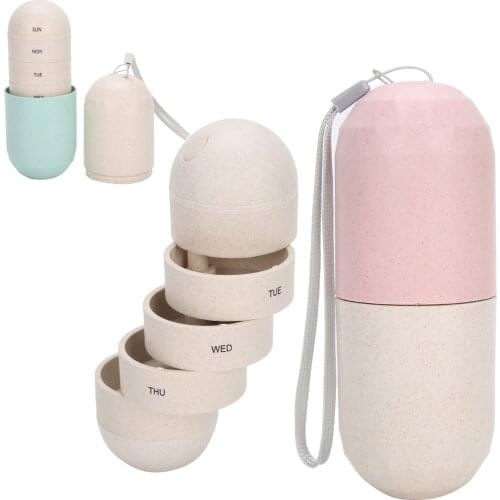 7 Grids Pill Case Container Pills Organizer Portable Weekly Capsule Shape Medicine Case 7 Day Travel Pills Box Storage Container