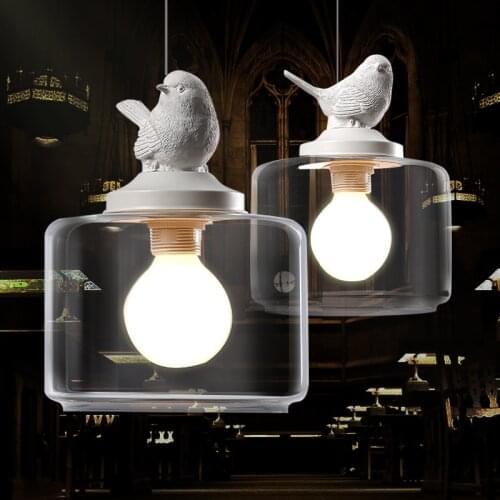 European creative bird chandelier LED lamp living room led chandelier E27 led lamp retro art glass led glossy chandelierLB121112