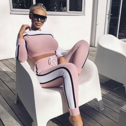 Fashion Autumn Two Pieces Set Women Tracksuit Crop Top and Pants Women Set Sport Suits Lougewear