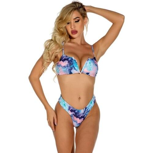 Bikini Printed Swimwear Women High Waist Beachwear Sexy Push Up Swimsuit Quick-Drying Seaside Bathing Suit Brazilian Biquini