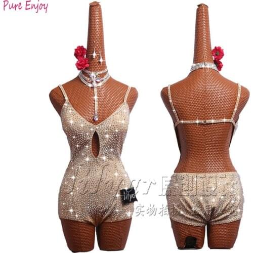 Latin dance Full drill dress women Rhinestone Sexy Backless dress for latin dancing,salsa tango dress custom-handmade